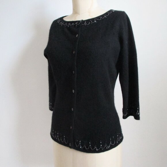 Vintage Black Beaded Cardigan - Picture 2 of 7